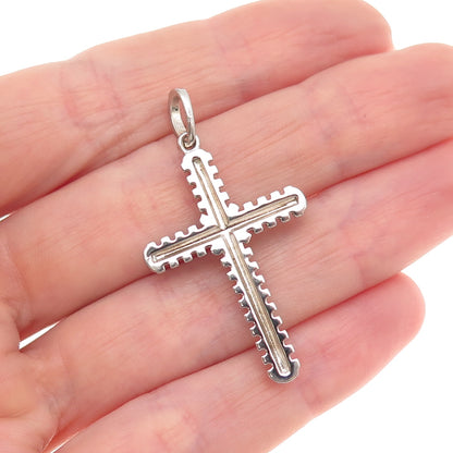 925 Sterling Silver Round-Cut C Z Cross Charm Pendant