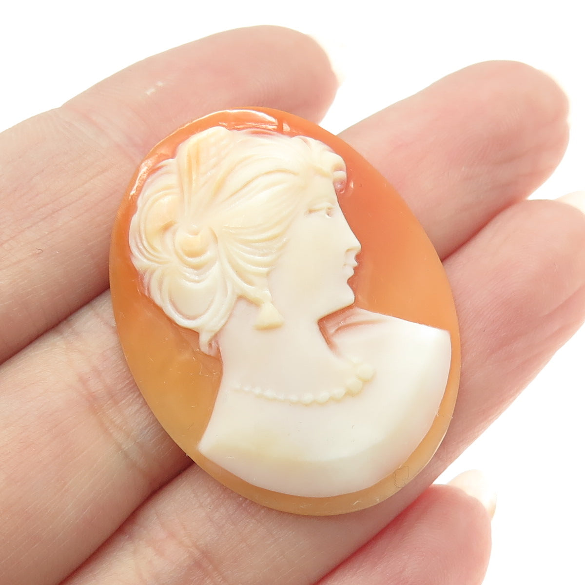 Antique Victorian Real Carved Mother-of-Pearl Lady Cameo