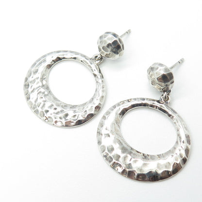 DOUG PAULUS 925 Sterling Silver Vintage Hammered Finish Dangling Earrings