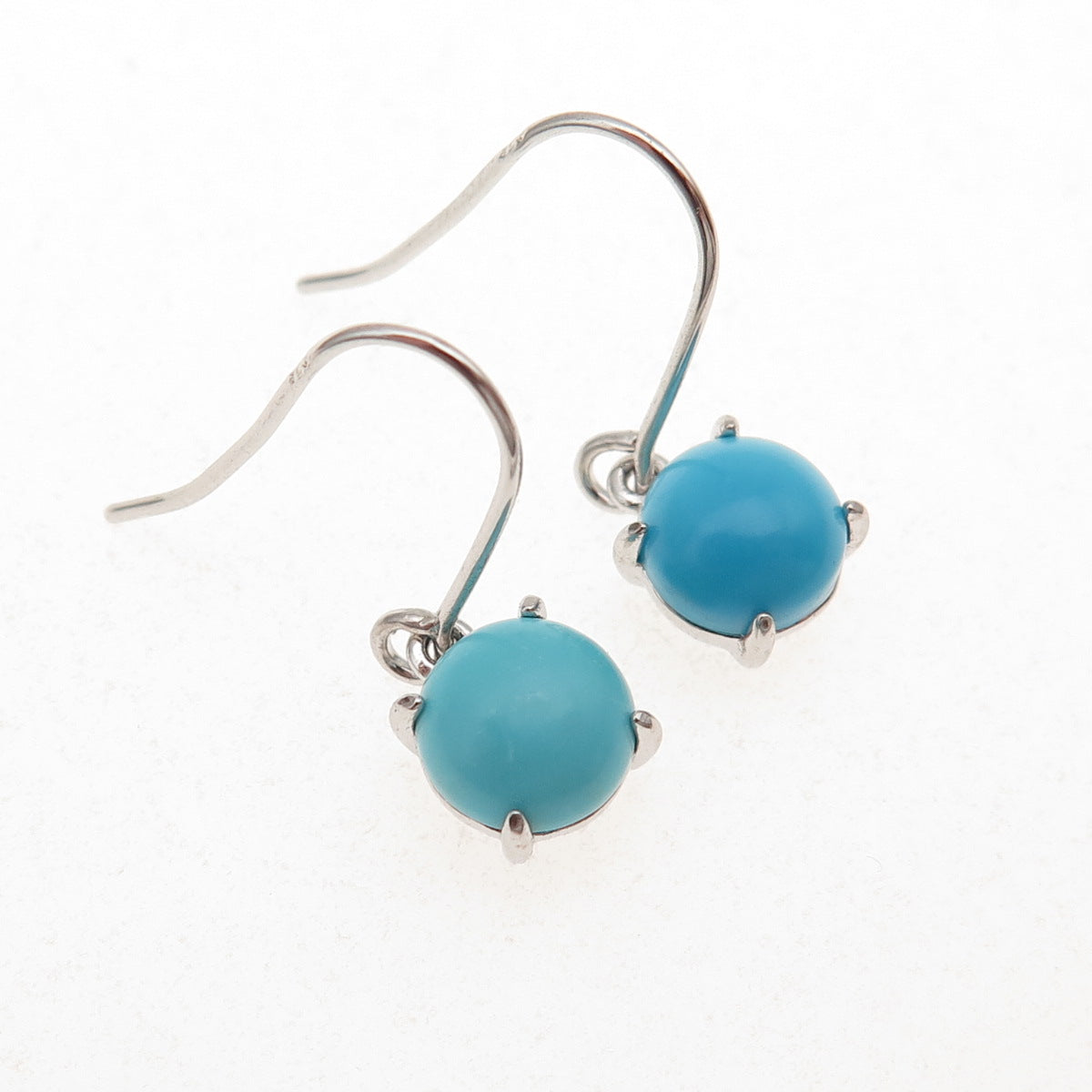 925 Sterling Silver Real Sleeping Beauty Turquoise Dangle Earrings