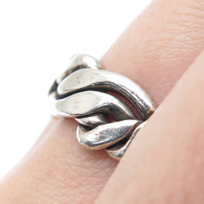 925 Sterling Vintage Mexico Modernist Woven Band Ring Size 10.25