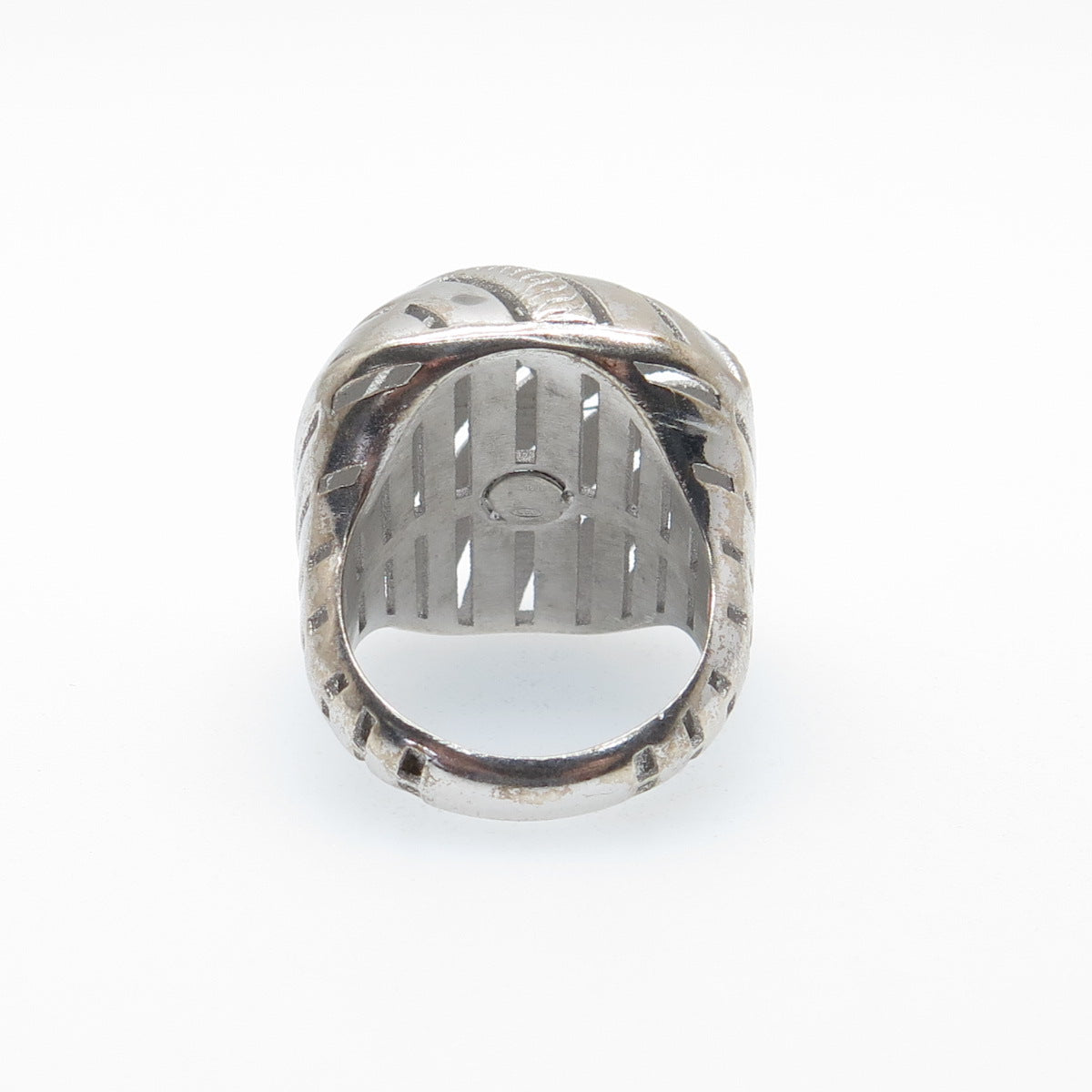 925 Sterling Silver Italy Modernist Ribbed Dome Ring Size 7.5
