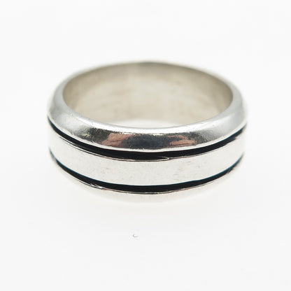 925 Sterling Silver Vintage Modernist Oxidized Band Ring Size 6