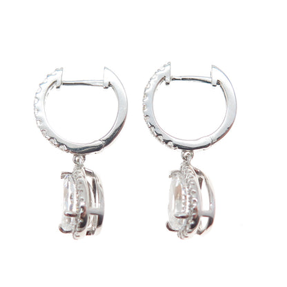 DSMK 925 Sterling Silver Pear & Round-Cut C Z Dangle Earrings