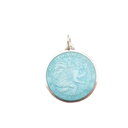 Charles Thomae 925 Sterling Silver Vintage Enamel St. Christopher Charm Pendant