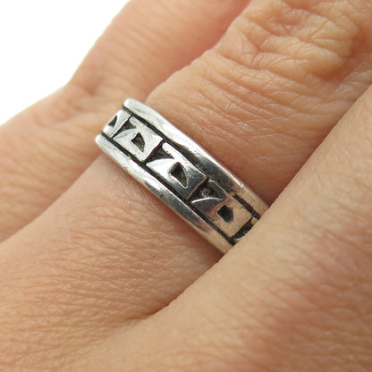 SUN WEST 925 Sterling Silver Vintage Native Symbol Band Ring Size 7