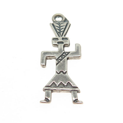 925 Sterling Silver Vintage Southwestern Kachina Doll Tribal Pendant