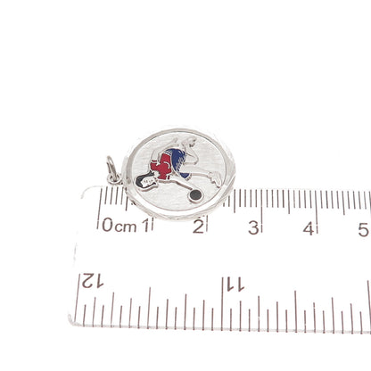 Griffith & Sons 925 Sterling Vintage Enamel Bowling Female Player Charm Pendant