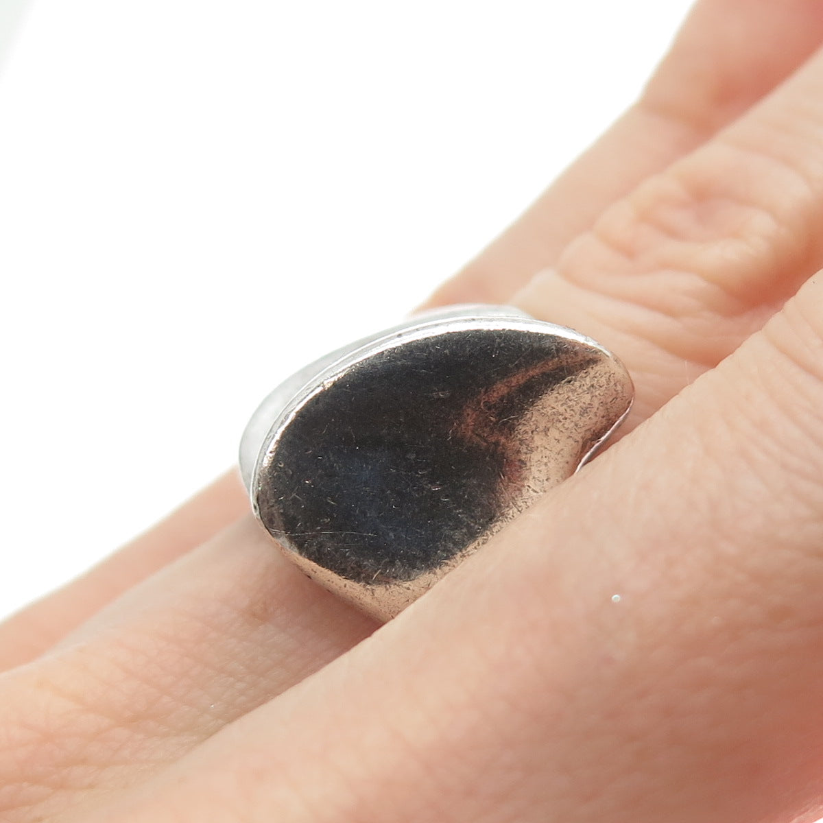 925 Sterling Silver Vintage Modernist Flame Oxidized Ring Size 6.25
