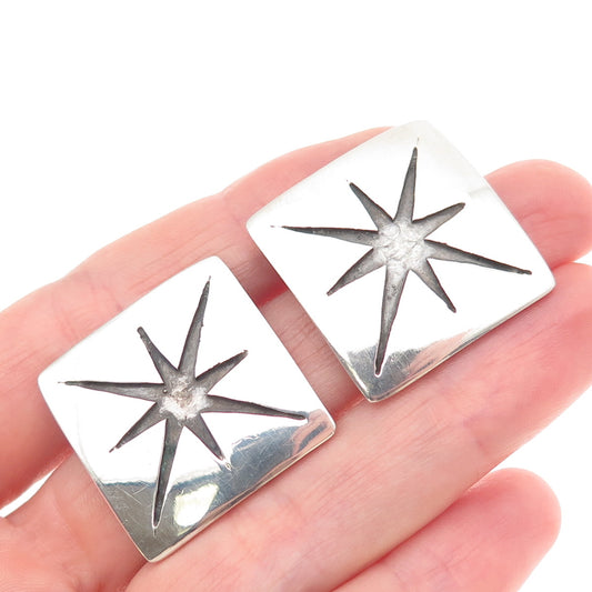 Johnson Ralph Navajo Old Pawn Sterling Silver Vintage Southwestern Sun Cufflinks