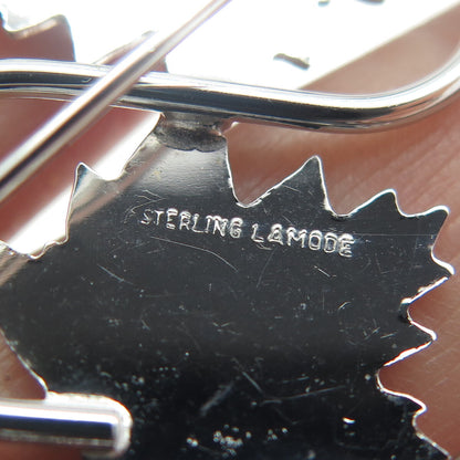 LAMODE 925 Sterling Silver Vintage Maple Leaf Pin Brooch