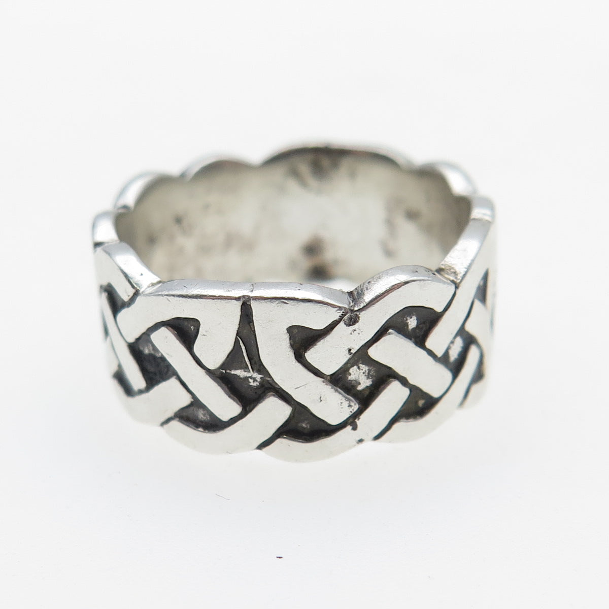 925 Sterling Silver Vintage Celtic Knot Oxidized Band Ring Size 8.25