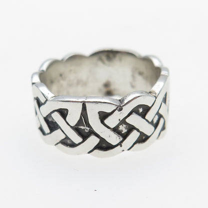 925 Sterling Silver Vintage Celtic Knot Oxidized Band Ring Size 8.25