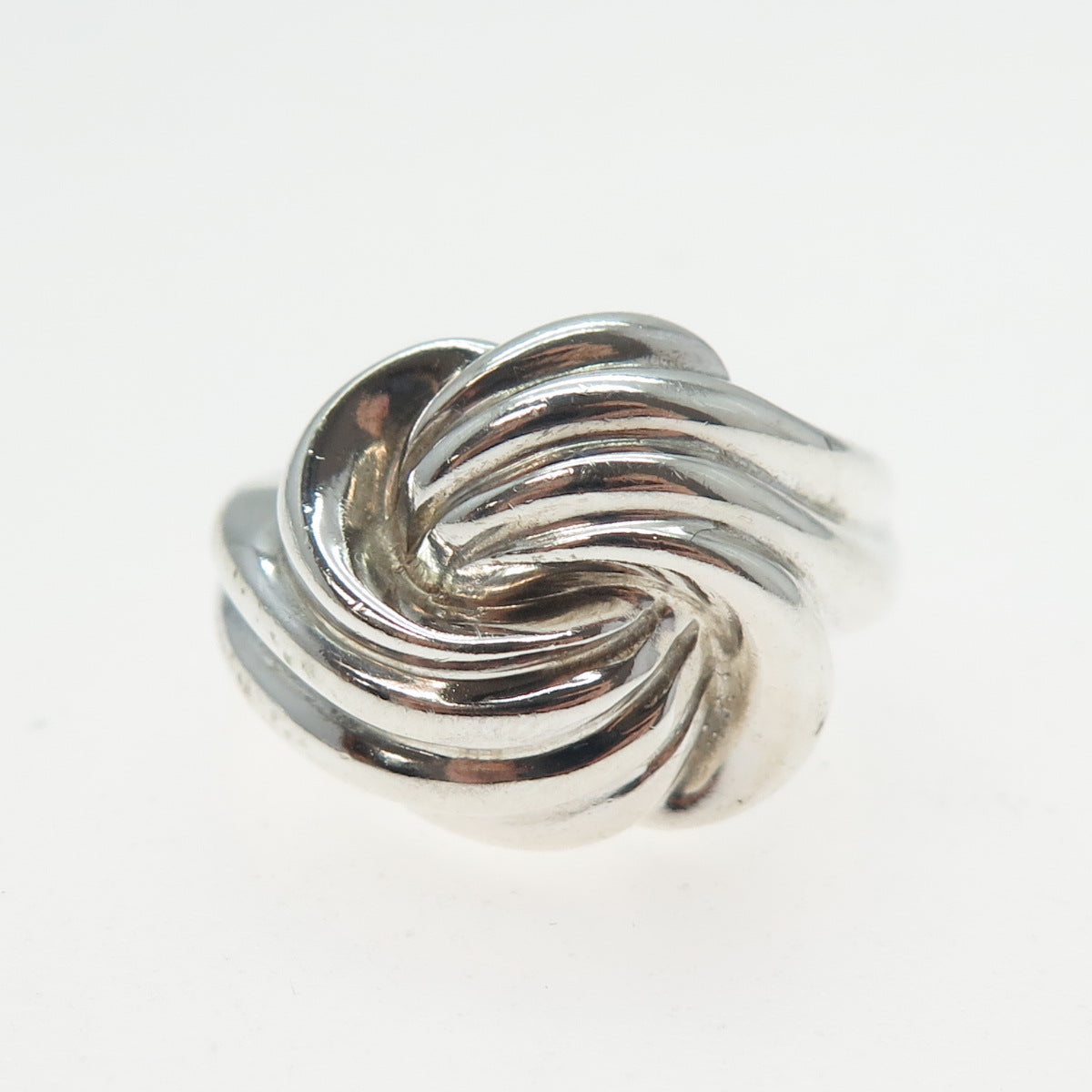 925 Sterling Silver Vintage Modernist Twisted Wavy Ribbed Ring Size 7
