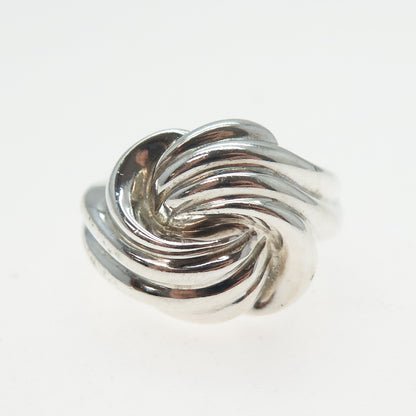 925 Sterling Silver Vintage Modernist Twisted Wavy Ribbed Ring Size 7