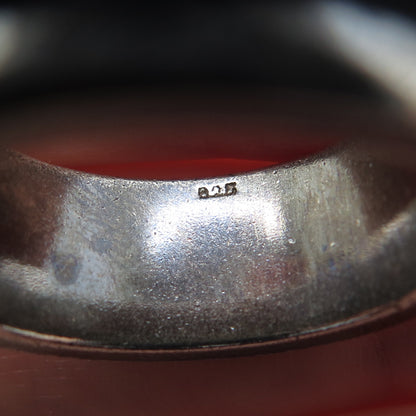 925 Sterling Silver Vintage Modernist Saturn Oxidized Band Ring Size 9.5