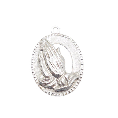 925 Sterling Silver Vintage M&M Prayer Hands Religious Charm Pendant