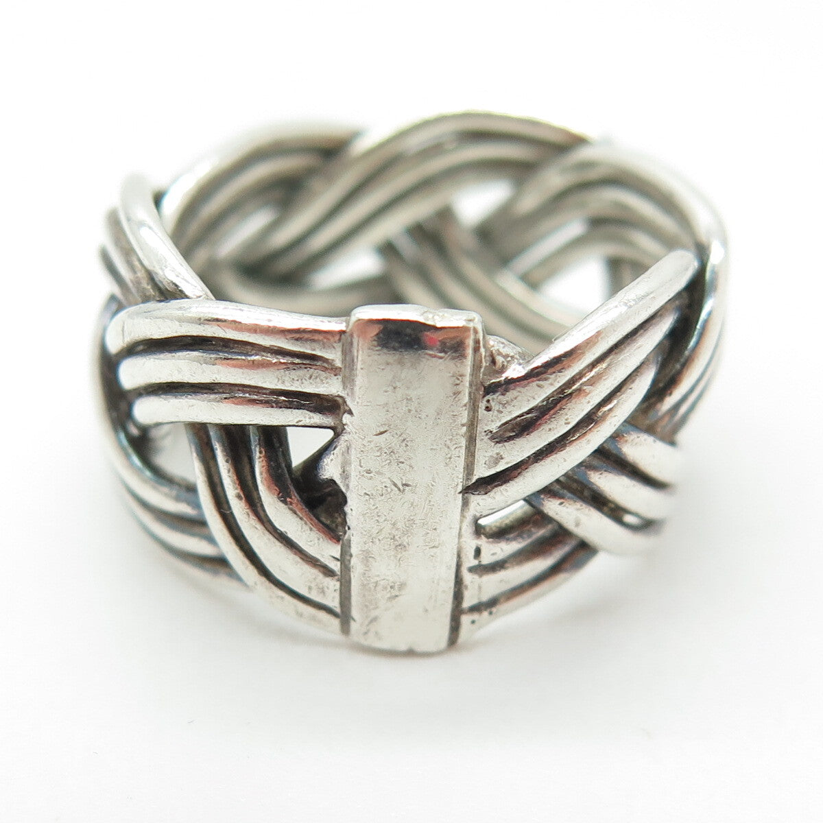 925 Sterling Silver Vintage Braided Oxidized Ring Size 5.75
