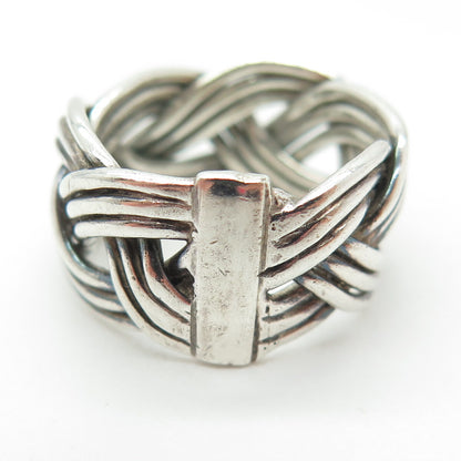 925 Sterling Silver Vintage Braided Oxidized Ring Size 5.75