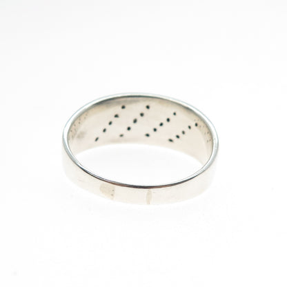 925 Sterling Silver Real Round-Cut Diamond Ribbed Ring Size 13