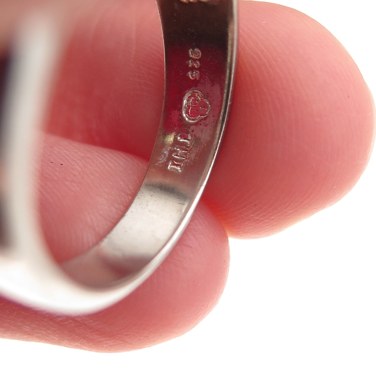 925 Sterling Silver Vintage Real Round-Cut Ruby Modernist Ring Size 7.25