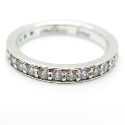 925 Sterling Silver Round-Cut C Z "Endless Love" All Around Eternity Ring Size 6