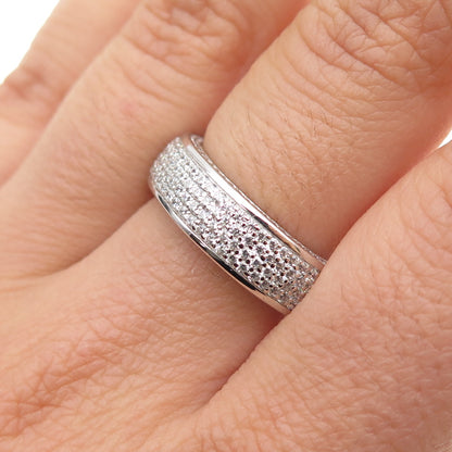 925 Sterling Silver Round-Cut C Z Eternity Band Ring Size 7.25