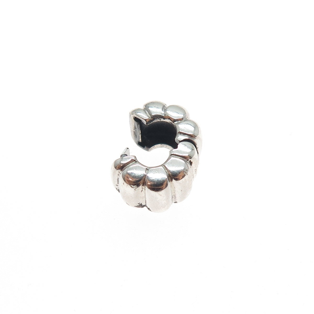 PANDORA 925 Sterling Silver Ribbed Clip Lock Charm