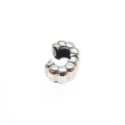 PANDORA 925 Sterling Silver Ribbed Clip Lock Charm