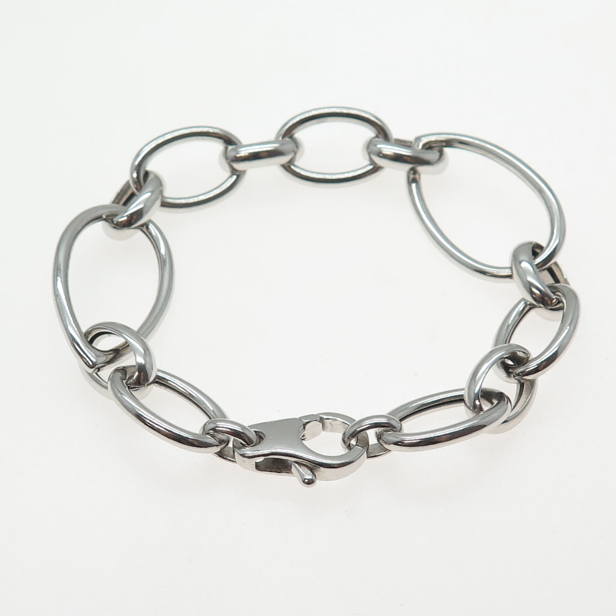 925 Sterling Silver Vintage Teardrop & Oval Link Bracelet 7.25"