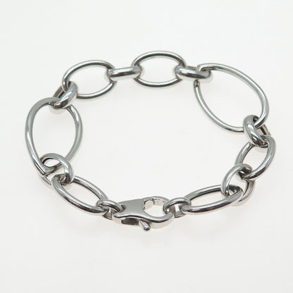 925 Sterling Silver Vintage Teardrop & Oval Link Bracelet 7.25"