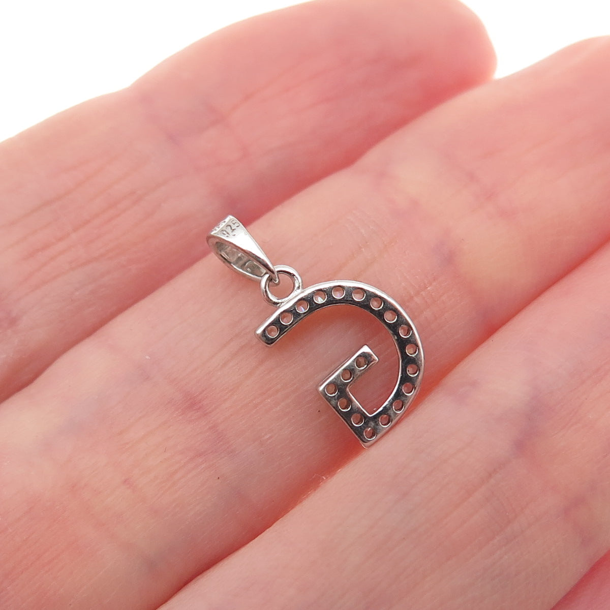 925 Sterling Silver Round-Cut C Z Letter G Initial Mini Charm Pendant