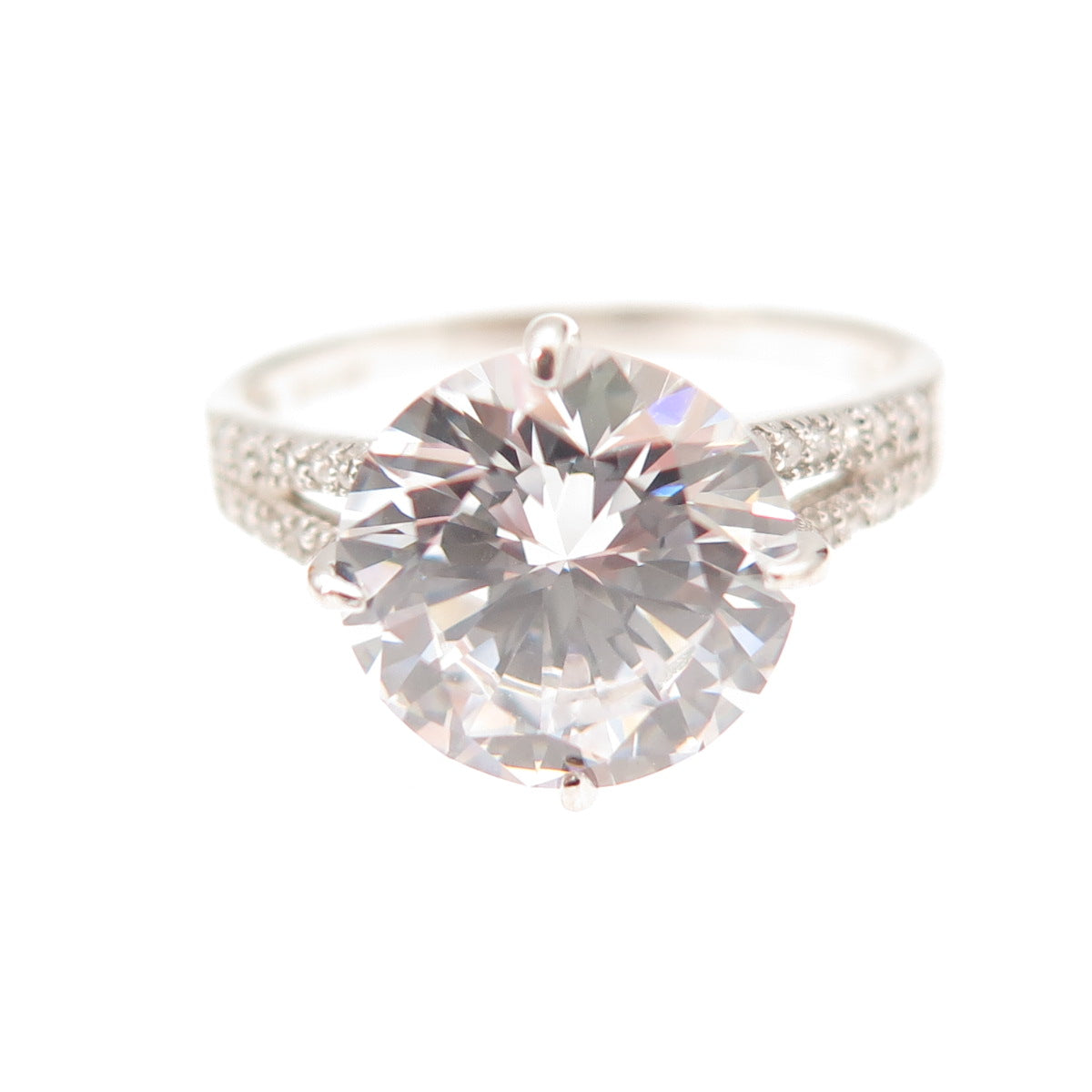 Stauer 925 Sterling Silver Round-Cut C Z Engagement Ring Size 8