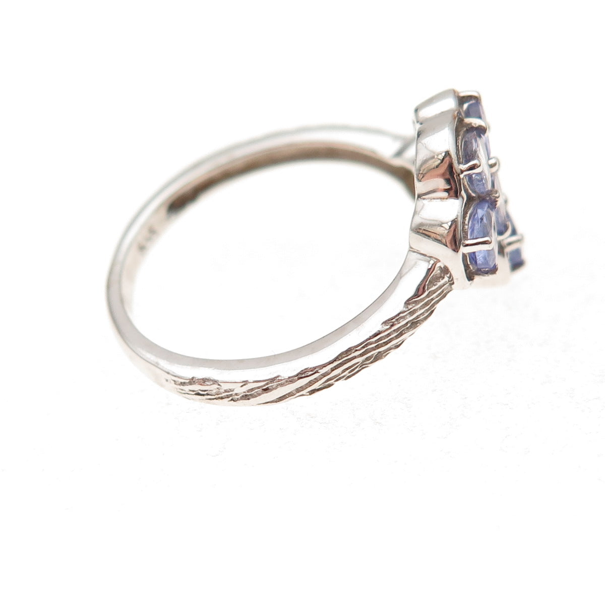 Chuck Clemency 925 Sterling Silver Real Pear-Cut Tanzanite Bypass Ring Size 8.25