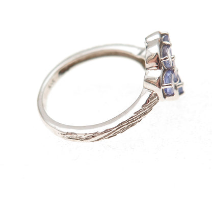 Chuck Clemency 925 Sterling Silver Real Pear-Cut Tanzanite Bypass Ring Size 8.25