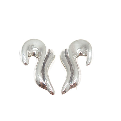 925 Sterling Silver Vintage Mexico Modernist Dolphin Oxidized Earrings