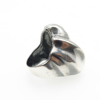 925 Sterling Silver Vintage Modernist Wavy Dome Oxidized Ring Size 6.5