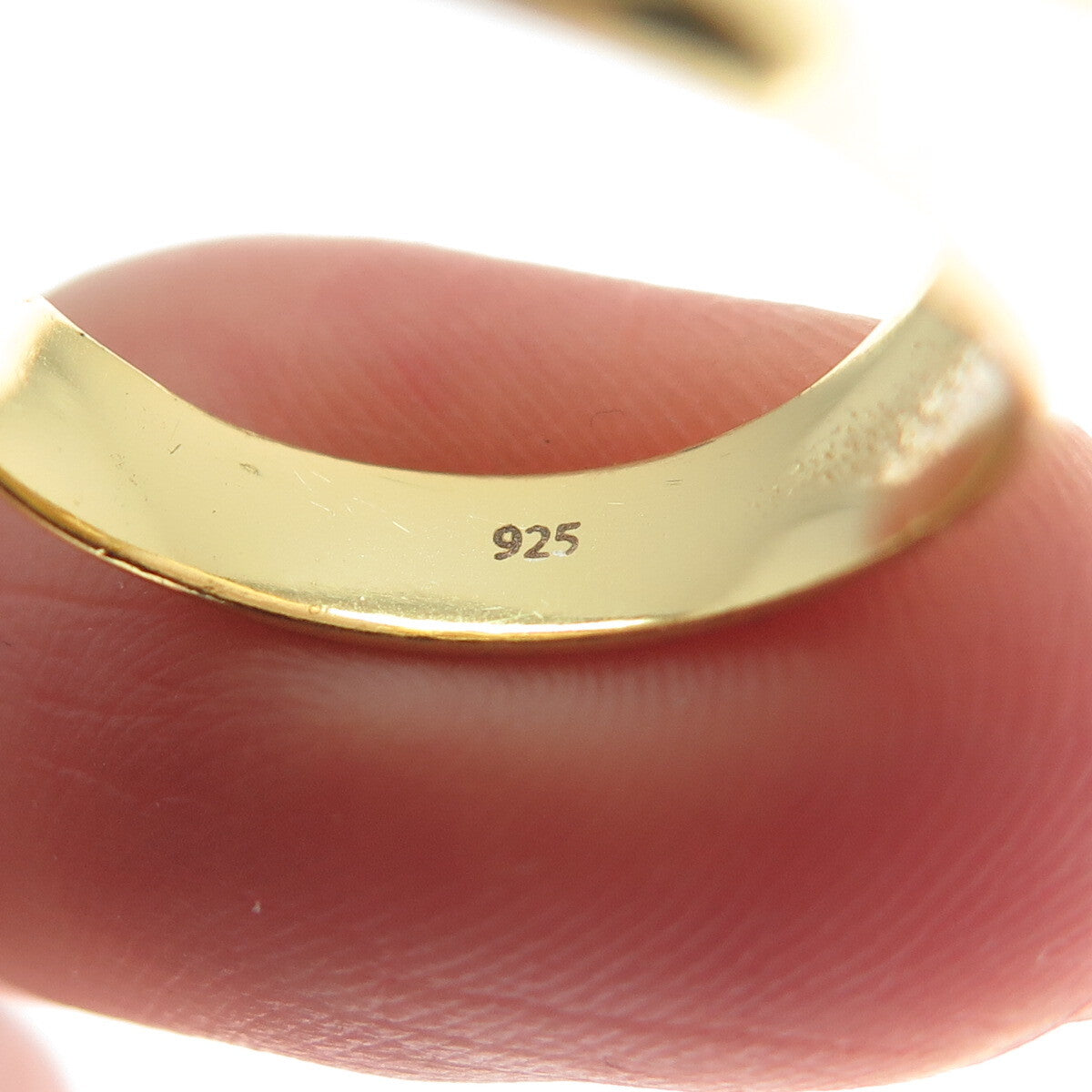 BLQ Basiq Jewelry 925 Sterling Silver Gold Plated Real Milky Quartz Ring Size 6