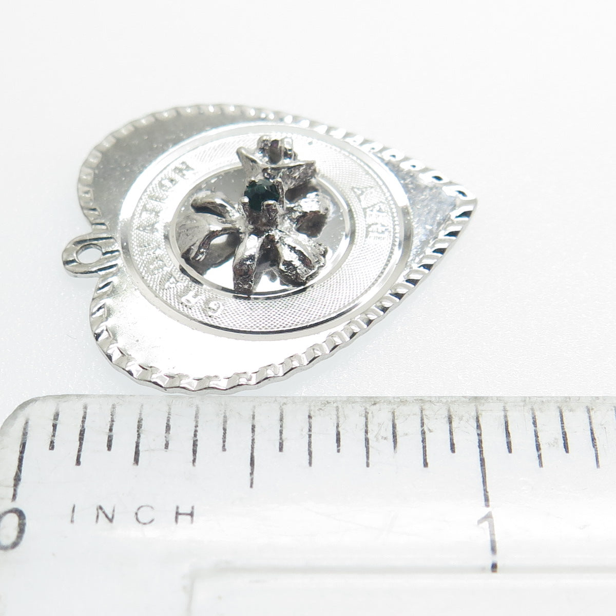 TOWN & COUTRY Sterling Silver Vintage Rhinestone "Graduation Day" Heart Pendant