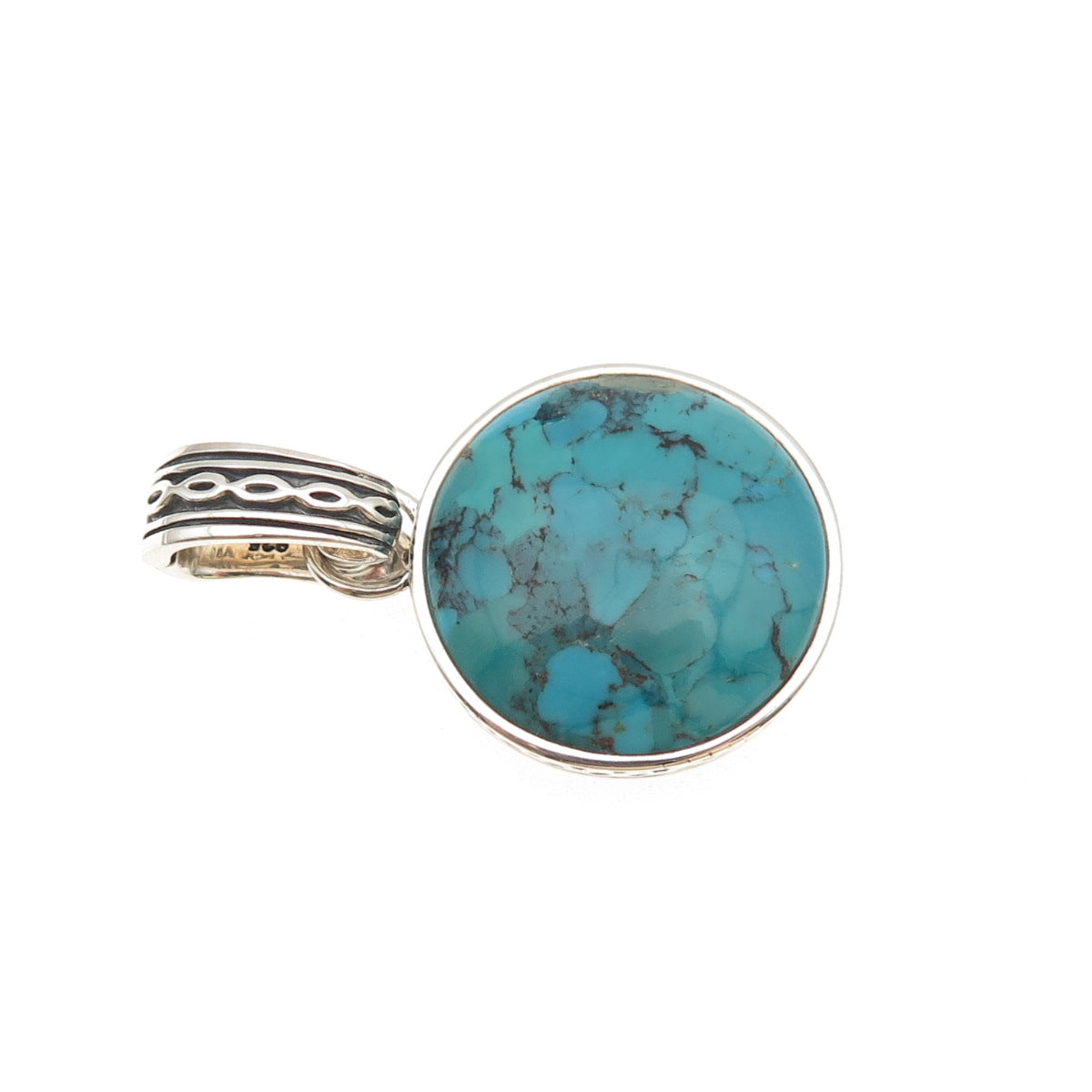 Barse 925 Sterling Silver Vintage Real Cabochon Kingman Turquoise Pendant