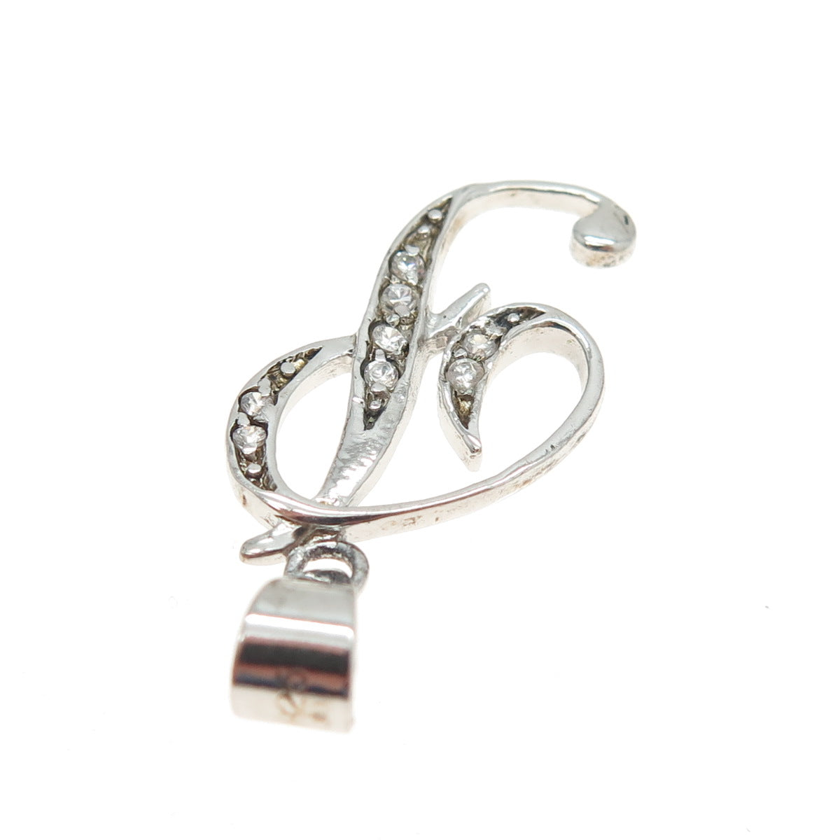 925 Sterling Silver Round-Cut C Z Letter "P" Initial Pendant