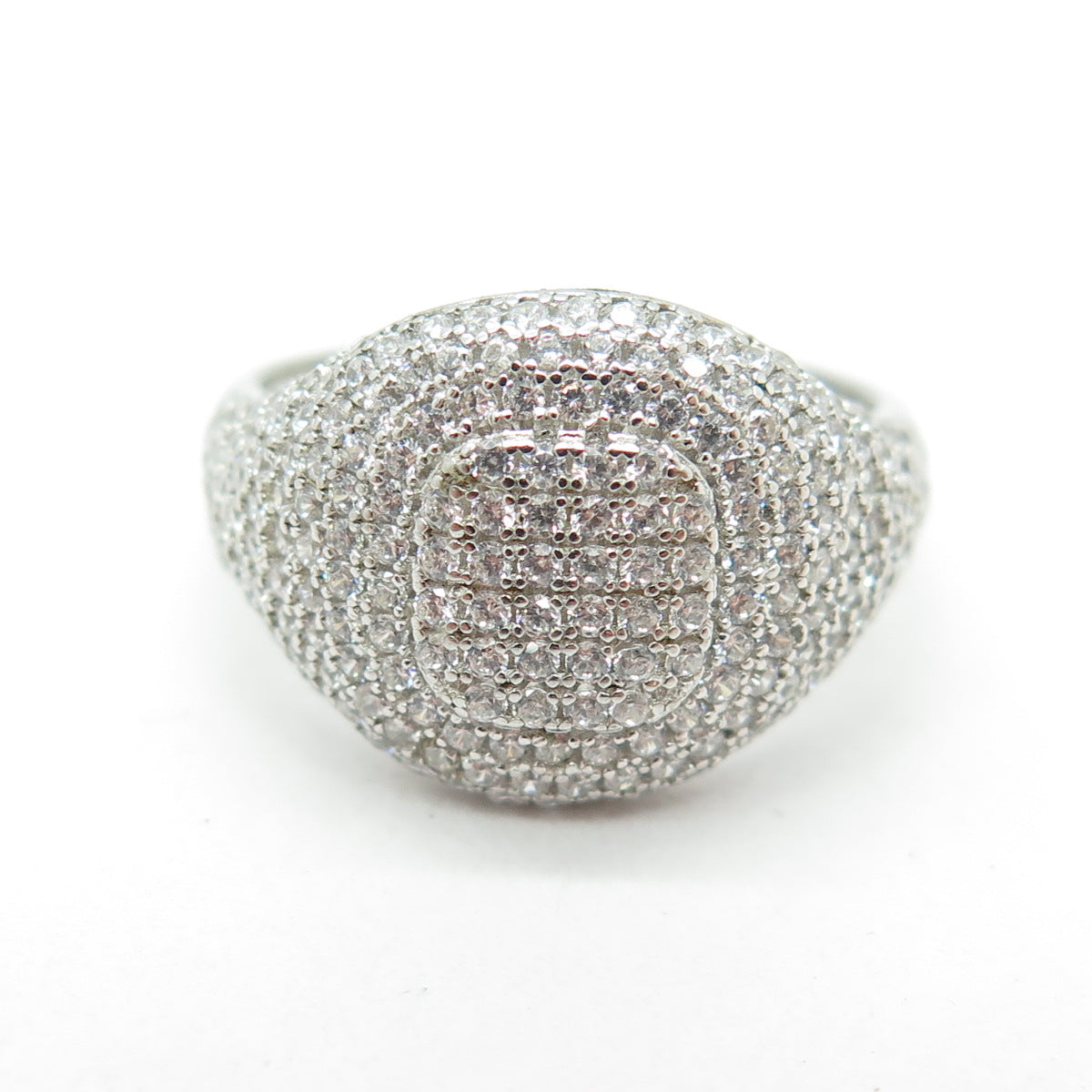 925 Sterling Silver Round-Cut C Z Sparkle Ring Size 6.75