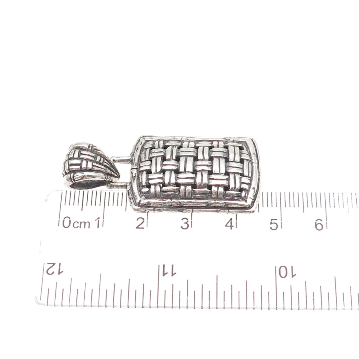 Sarda 925 Sterling Silver Vintage Woven Oxidized Charm Pendant