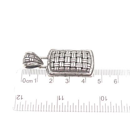 Sarda 925 Sterling Silver Vintage Woven Oxidized Charm Pendant