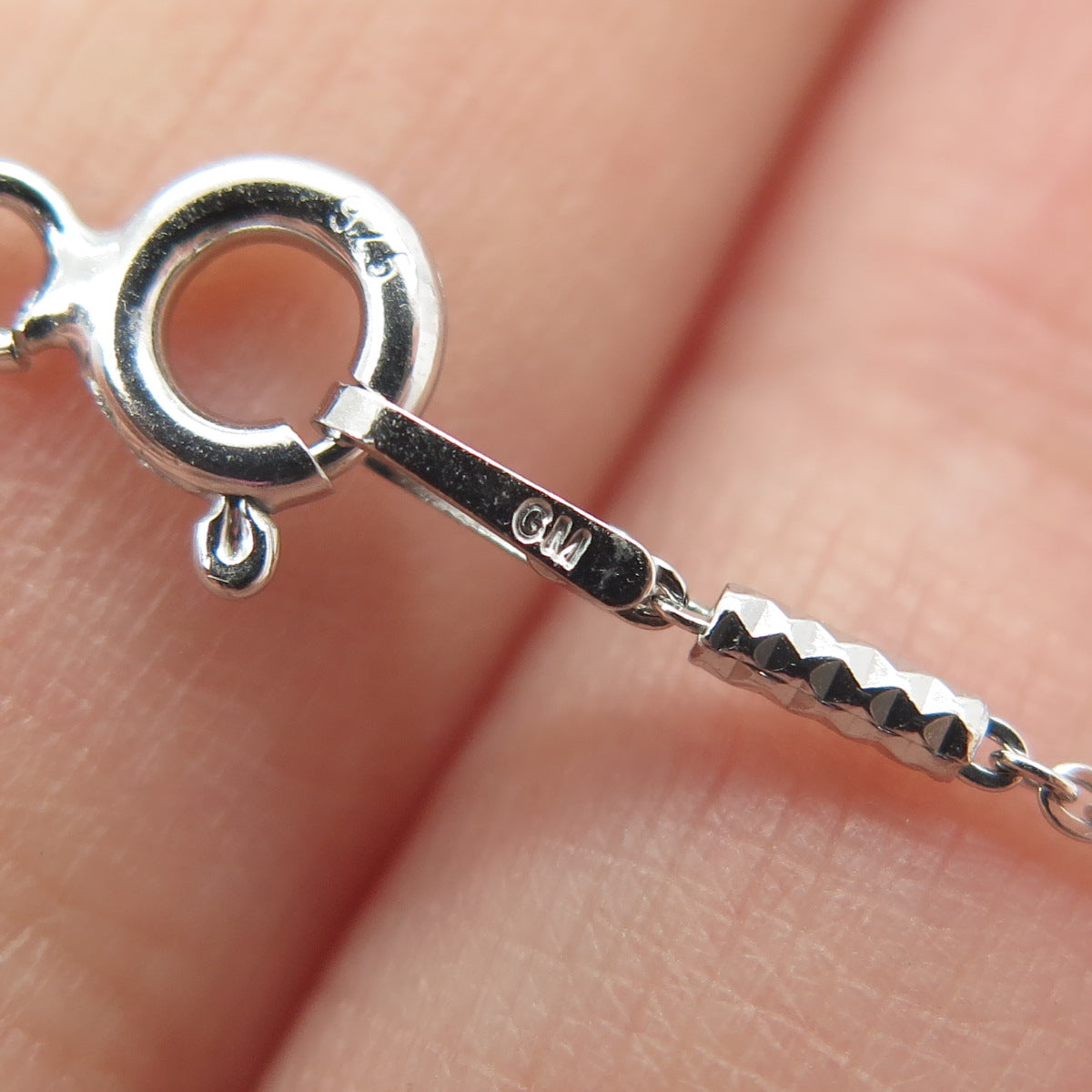 925 Sterling Silver Italy Figaro Diamond-Cut Bar Chain Necklace 20"