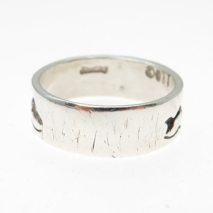TED OTT Old Pawn Sterling Silver Vintage Dolphin Oxidized Band Ring Size 10.75