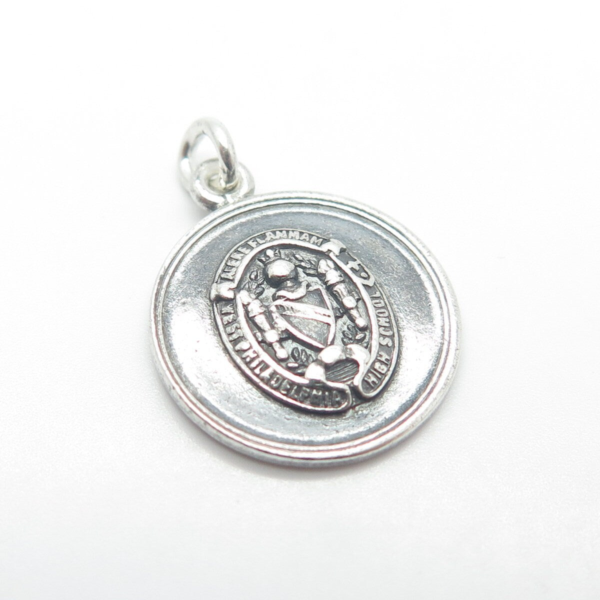 925 Sterling Silver Vintage "Aleme Flamman High School" Charm Pendant