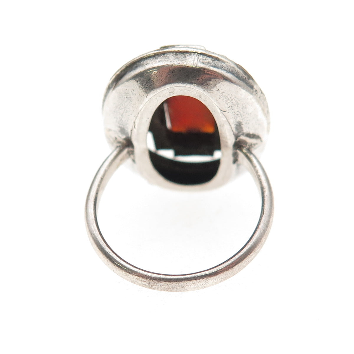 925 Sterling Silver Antique Art Deco Real Carnelian & Marcasite Ring Size 5