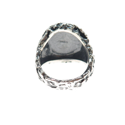 925 Sterling Silver Vintage Virgo Zodiac Sign Oxidized Nugget Ring Size 9.5