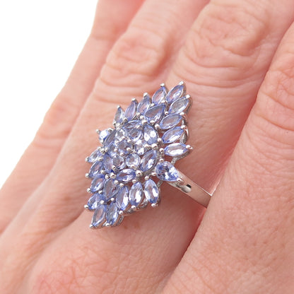 Chuck Clemency 925 Sterling Silver Real Multi-Cut Tanzanite Ring Size 8